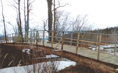 New Footbridge at The Narrows on Takla Lake - lakefront cabins for rent